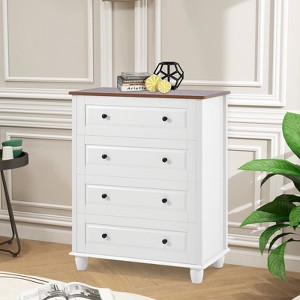 Hrinhom 4-Drawer Tall Dresser,29.1"W Vintage Wood Chest With Storage for Bedroom, Hallway & Closet - 1 of 4