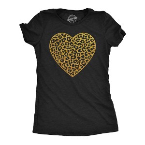 Womens T Shirts Gold Glitter Leopard Print Heart Cute Graphic Tee - Crazy Dog Women's T Shirt - 1 of 4
