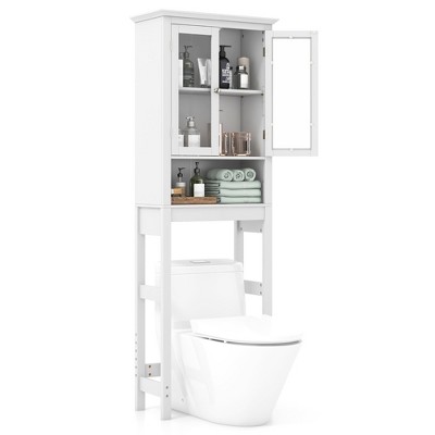 Costway Over The Toilet Storage Cabinet Bathroom Space Saver W/ Open  Shelves & Door : Target