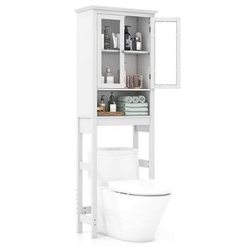 Over the Toilet Storage Cabinet, over Toilet Bathroom Organizer, above Toilet  Storage Cabinet with Barn Doors behind Toilet Bathroom Organizer Over-The-Toilet  Cabinet (Cream White) – Built to Order, Made in USA, Custom