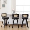 Bekrvio 26"/29” Swivel Bar Stools Set of 3, Upholstered Faux Leather Barstools with Back, Bar Chairs Island Stools for Kitchen Counter - 3 of 4
