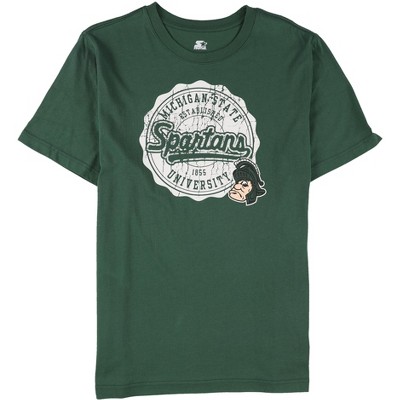 STARTER Mens Michigan State Spartans Graphic T-Shirt, Green, Large
