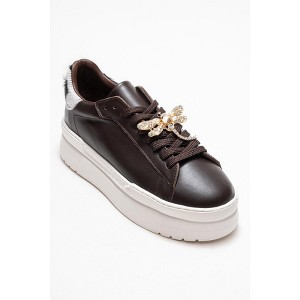 Laren - Brown Leather Buckle Sneakers (Women) | Forever & Always Shoes - 1 of 4