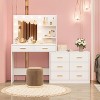 61" Make up Vanity Desk with Mirror and Lights, Black Vanity with 8 Storage Large Drawer & 2 Open Shelves, Vanity Table for Bedroom - 3 of 4