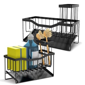 Cheer Collection Stainless Steel Sink Caddy Sponge Holder with Sloped Drain Tray – Compact Counter Organizer - 1 of 4