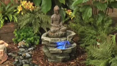 Rustic Zen Buddha LED Outdoor Water Fountain 21" High