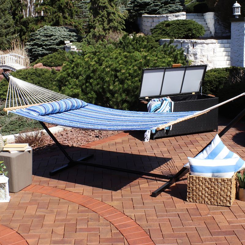 Sunnydaze Two-Person Quilted Fabric Hammock with Spreader Bars - 450 lb Weight Capacity, 3 of 23
