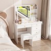 Famapy White Vanity Table Set With Stool,Lighted Makeup Mirror and Charging Station Makeup Vanity Desk Dressing Table Organizer Makeup Vanity Set - 3 of 4
