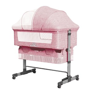 Infurnic Cots Baby Bassinet Bedside Sleeper Adjustable Portable Bed for Baby, Easy Folding Portable Bassinet for Newborns, Pink, 35"*23"*50" - 1 of 4