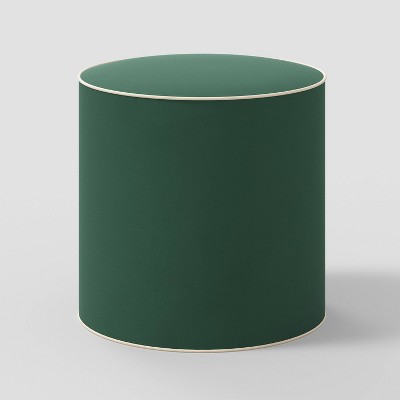 Contrast Welt Drum Ottoman in Velvet Emerald Pearl Welt - Threshold™