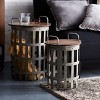 Metal and Wood Side Basket Tables 11" & 20.25" Farmhouse Accent (Set of 2) by Melrose - 2 of 4