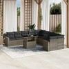 vidaXL 11 Piece Patio Sofa Set with Cushions Gray Poly Rattan - 2 of 4
