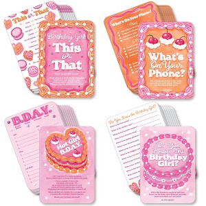 Big Dot of Happiness Hot Girl Bday - 4 Vintage Cake Birthday Party Games - 10 Cards Each - Gamerific Bundle - 1 of 4