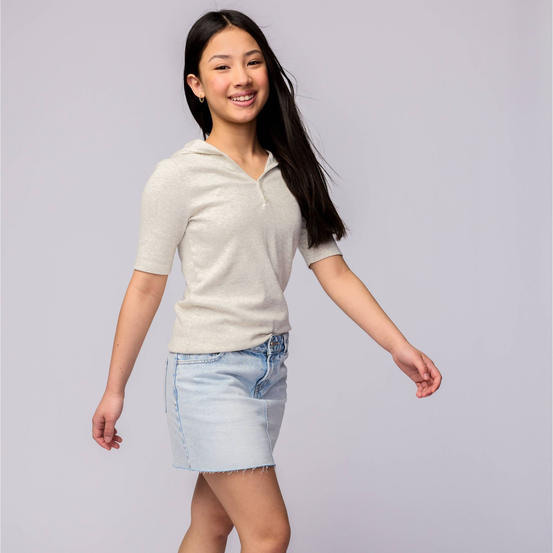 Pacsun Kids Girls' Mid-Rise Denim 5-Pocket Skirt - Light Wash 14