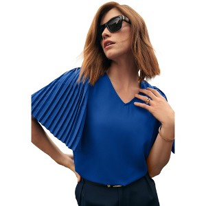 Jessica London Pleated Sleeve Georgette Blouse - 1 of 2