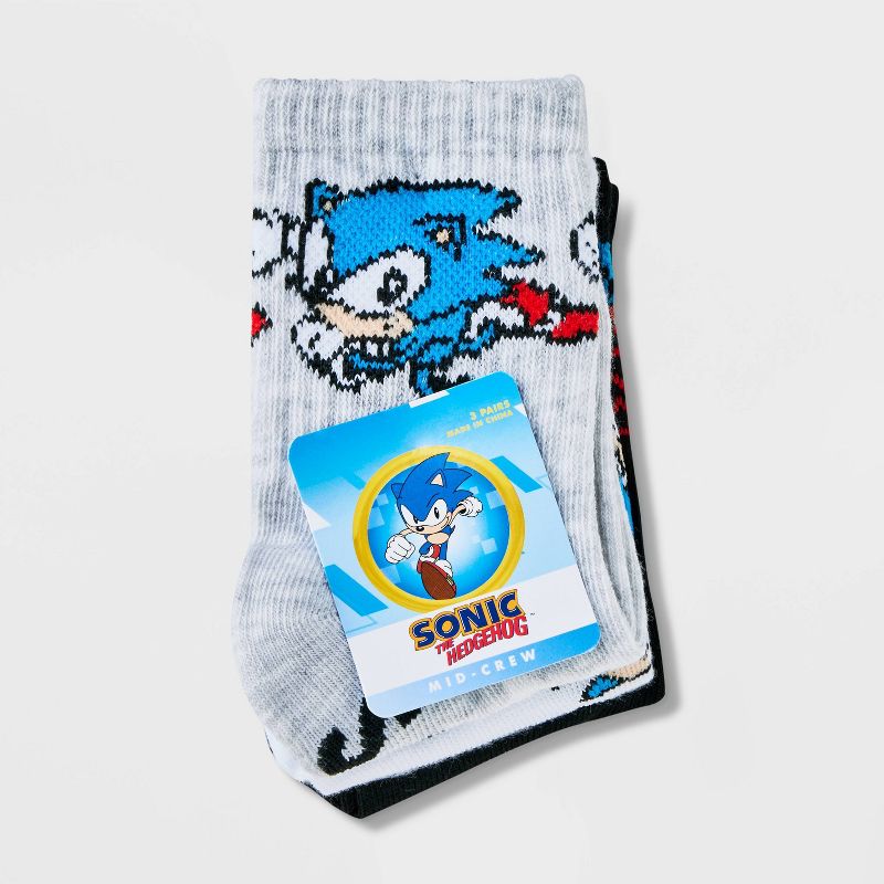 Boys&#39; Sonic the Hedgehog 3pk Crew Socks - Gray, 2 of 6
