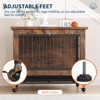 Heavy-Duty Anti-Chew Dog Crate Furniture (Rustic Brown) – Indoor Wooden Kennel for Small Dogs with 2 Doors & Wheels, End Side Table Cage - 3 of 4
