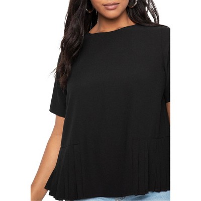ELOQUII Women's Plus Size Pleated Hem Top