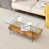 NicBex 43.3 Inch Rectangle Clear Glass Coffee Table with Pattern Storage Shelf for Living Room,Dining Room,Bedroom - 2 of 4