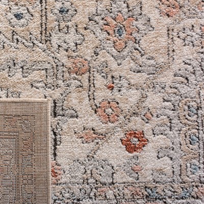 Ivory and Grey Hand-Knotted Synthetic Runner Rug