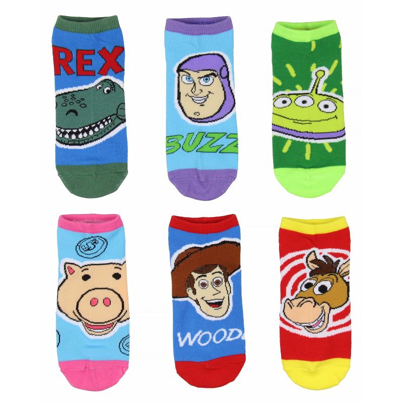 Disney Toy Story Character Faces No-Show Ankle Socks 6 Pair Pack Multicoloured, 2 of 5