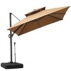 11FT Square Double Top Cantilever Umbrella Outdoor 360° Rotation 6 Heights Adjustable Offset Umbrella with Metal Pole Cantilever with Base - 2 of 4