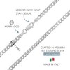 KISPER Italian 925 Sterling Silver Diamond Cut 3.5mm Curb Cuban Link Chain Necklace - for Women & Men with Lobster Clasp - Made in Italy - 3 of 4