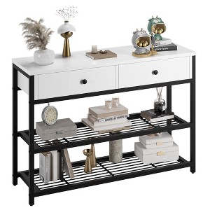 Console Table, Sofa Table, Industrial Entryway Table with 2 Drawers and 2 Tiers Shelf - 1 of 4