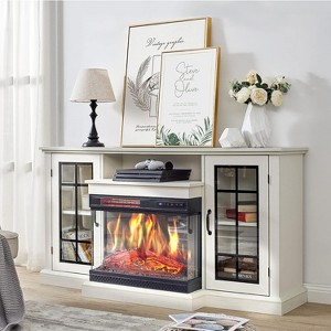 AMERLIFE 3-Sided Glass Fireplace TV Stand with LED Lights - 1 of 4