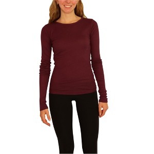 Aeropostale Womens Ribbed LS Basic T-Shirt, Red, Large - 1 of 4