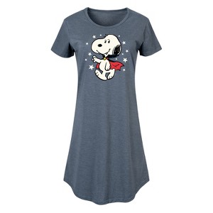 Women's - Peanuts - Snoopy Vampire Stars Glow In The Dark Graphic T-shirt Dress - 1 of 4
