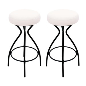 Syemin Dining Chairs Modern Backless Bar Stools Set of 2 Round Upholstered Counter Stools Velvet Dining Chairs, White, 14.56"*14.37"*29.92" - 1 of 4