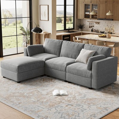 Modular Sectional Sofa, L-Shaped Convertible Sectional Couches with Ottoman, Oversized Modular Couch for Living Room