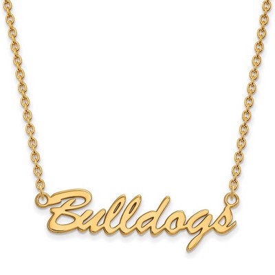 Black Bow Jewelry 14k Yellow Gold Plated Sterling Silver Georgia Bulldogs NCAA Necklace 18 Inch