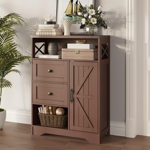 Farmhouse Storage Cabinet with 2 Drawers & Adjustable Shelves - 1 of 4