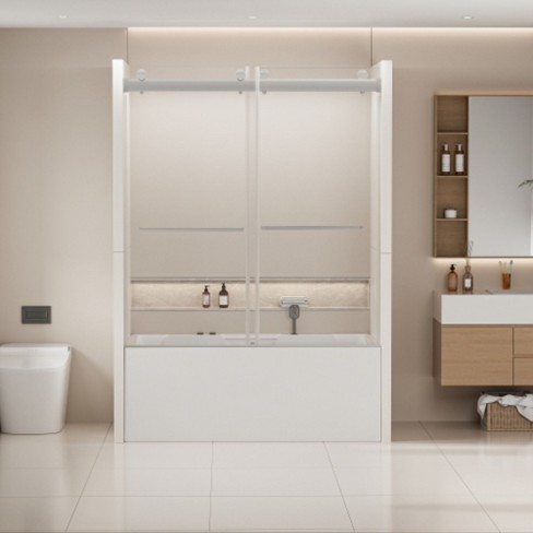 Frameless Tub Door: Double Sliding, Soft-Close Bypass - image 1 of 4