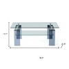 HomeRoots 39" Clear and Black Glass Coffee Table With Shelf - 3 of 4