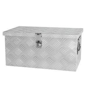Gulches 20" Silver Aluminum Tool Box 5 Bar Tread Flat box for Truck Car Outdoor Trailer Pickup Underbody RV ATV Storage Tools Organizer w/Lock Handle - 1 of 4