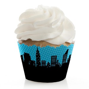 Big Dot of Happiness Bam Superhero - Baby Shower or Birthday Party Decorations - Party Cupcake Wrappers - Set of 12 - 1 of 4