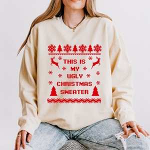 Simply Sage Market Ugly Christmas Sweater Lightweight Garment Dyed Sweatshirt - 1 of 4