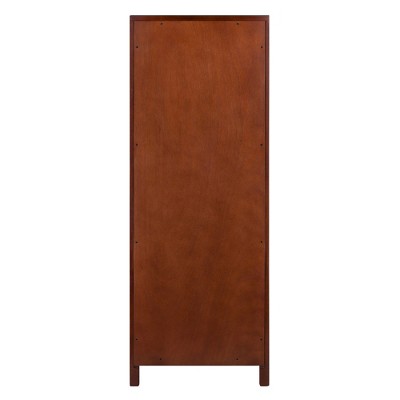 Walnut Brown Transitional Office Cupboard with Shelves and Door