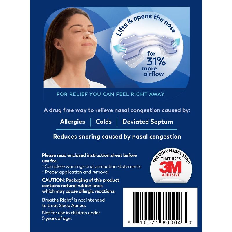 Breathe Right Clear Small/Medium Drug-Free Nasal Strips for Congestion Relief - 30ct, 3 of 10