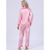 INSPIRE CHIC Women's Satin Pajama Set Silky Long Sleeve Button Down Striped Leopard Sleepwear with Pocket - 4 of 4