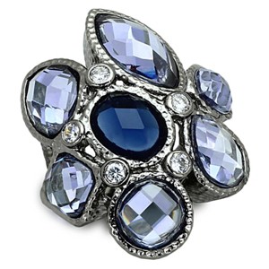 Slickblue Women's Ruthenium Plated Ring, Blue & Purple Synthetic Glass Stones, Marquise, Oval, Round, Size 5-9 - 1 of 3