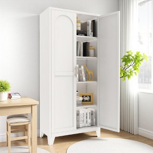 KTMBDW 71'' 2 Shapely Doors Cabinet, Metal Storage Cabinet with Doors and Adjustable Shelves, Metal Pantry Cabinets for Bedroom, Living Room, Kitchen - 1 of 4