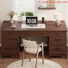 60" Executive Desk w/ Power Outlet, Home Office Desk w/ Drawers, Wooden Work Desk w/File Cabinet, Computer Desk - 3 of 4