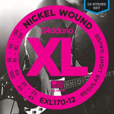 D'Addario EXL170-12 XL Light Long Scale 12-String Nickel Electric Bass Strings