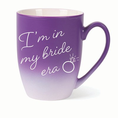 Elanze Designs I'm In My Bride Era Two Toned Ombre Matte 10 ounce New Bone China Coffee Tea Cup Mug For Your Favorite Morning Brew, Purple and White