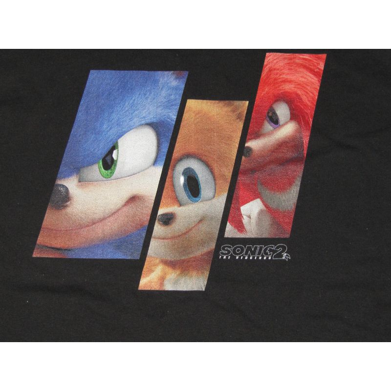 Sonic The Hedgehog 2 Sonic Knuckles & Tails Graphic Men's Black Long Sleeve Shirt, 2 of 3