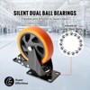 VEVOR Caster Wheels, 5-inch Swivel Plate Casters, Set of 4, with Security A/B Locking No Noise PVC Wheels, Heavy Duty 450 lbs Load Capacity,Orange - 3 of 4